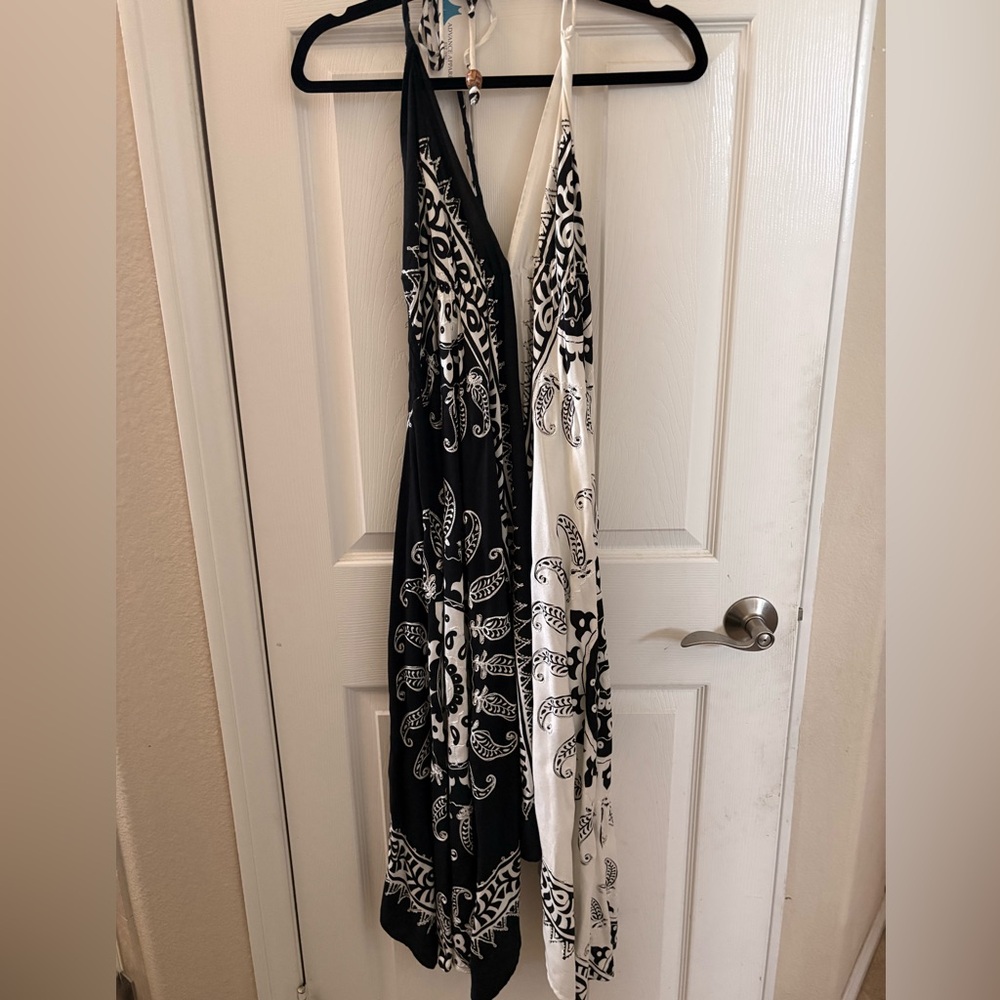 Advance Apparels Black and White Paisley Halter Dress - Picture 2 of 14